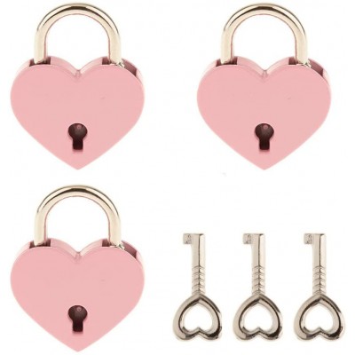3 Pcs Small Metal Heart Shaped Padlock Mini Lock with Key for Jewelry Storage Box Diary Book,Pink