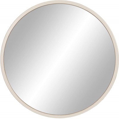 30" Distressed White Metal Framed Round Wall Mirror