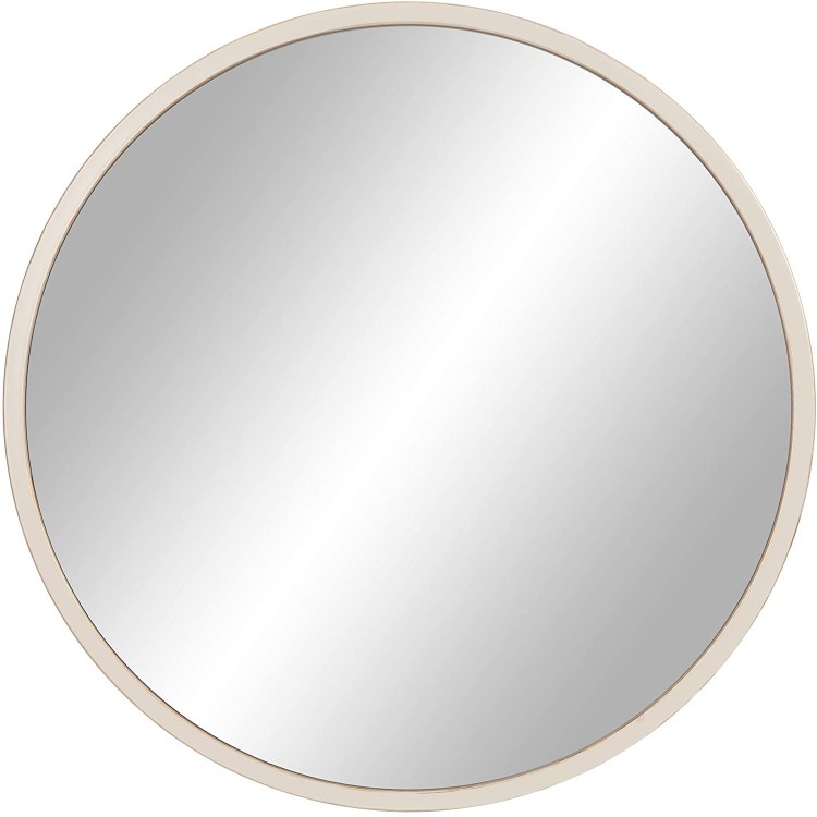 30 Distressed White Metal Framed Round Wall Mirror