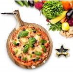 Acacia Wood Pizza Peel For Kitchen 12’’ Round Cutting Board with Handle Wooden Pizza Paddle Serving Board for Pizza Cheese Meat Fruit and Bread Outdoor BBQ Partner