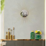 Adeco 27 Inch Gold Sunburst Wall Decor Round Modern Decorative Mirrors for Bedrooms ​Living Room Bath Room