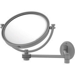 Allied Brass WM-6D 2X 8 Inch Wall Mounted Extending 2X Magnification with Dotted Accent Make-Up Mirror Matte Gray