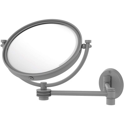 Allied Brass WM-6D 4X 8 Inch Wall Mounted Extending 4X Magnification with Dotted Accent Make-Up Mirror Matte Gray