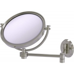 Allied Brass WM-6D 4X-SN 8 Inch Wall Mounted Extending 4X Magnification with Dotted Accent Make-Up Mirror Satin Nickel