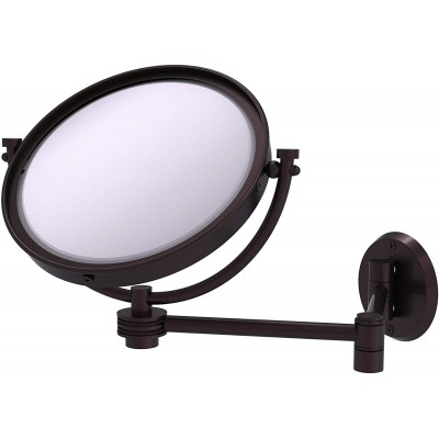 Allied Brass WM-6D 5X-ABZ 8 Inch Wall Mounted Extending 5X Magnification with Dotted Accent Make-Up Mirror Antique Bronze