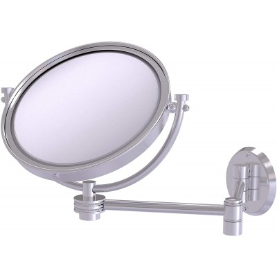 Allied Brass WM-6D 5X-SCH 8 Inch Wall Mounted Extending 5X Magnification with Dotted Accent Make-Up Mirror Satin Chrome
