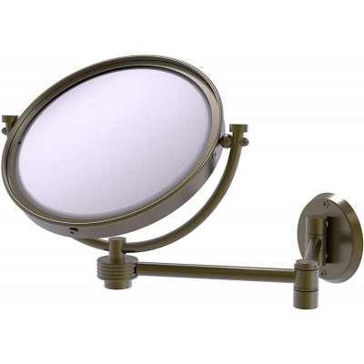 Allied Brass WM-6G 2X-ABR 8 Inch Wall Mounted Extending 2X Magnification with Groovy Accent Make-Up Mirror Antique Brass
