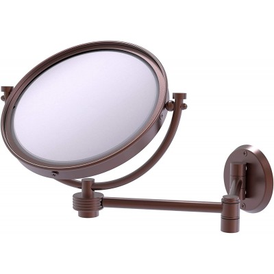 Allied Brass WM-6G 2X-CA 8 Inch Wall Mounted Extending 2X Magnification with Groovy Accent Make-Up Mirror Antique Copper