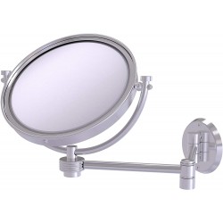 Allied Brass WM-6G 2X-SCH 8 Inch Wall Mounted Extending 2X Magnification with Groovy Accent Make-Up Mirror Satin Chrome
