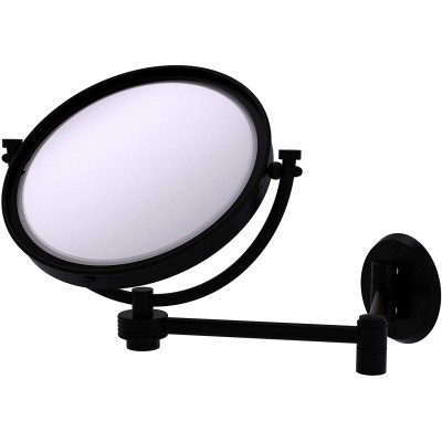 Allied Brass WM-6G 3X-BKM 8 Inch Wall Mounted Extending 3X Magnification with Groovy Accent Make-Up Mirror Matte Black