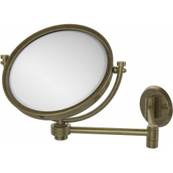 Allied Brass WM-6G 4X-ABR 8 Inch Wall Mounted Extending 4X Magnification with Groovy Accent Make-Up Mirror Antique Brass