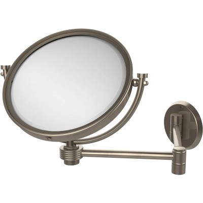 Allied Brass WM-6G 4X-PEW 8 Inch Wall Mounted Extending 4X Magnification with Groovy Accent Make-Up Mirror Antique Pewter