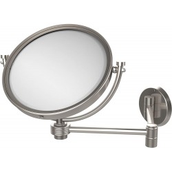 Allied Brass WM-6G 4X-SN 8 Inch Wall Mounted Extending 4X Magnification with Groovy Accent Make-Up Mirror Satin Nickel