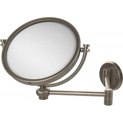 Allied Brass WM-6T 2X-PEW 8 Inch Wall Mounted Extending 2X Magnification with Twist Accent Make-Up Mirror Antique Pewter