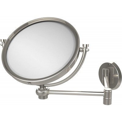 Allied Brass WM-6T 2X-PNI 8 Inch Wall Mounted Extending 2X Magnification with Twist Accent Make-Up Mirror Polished Nickel
