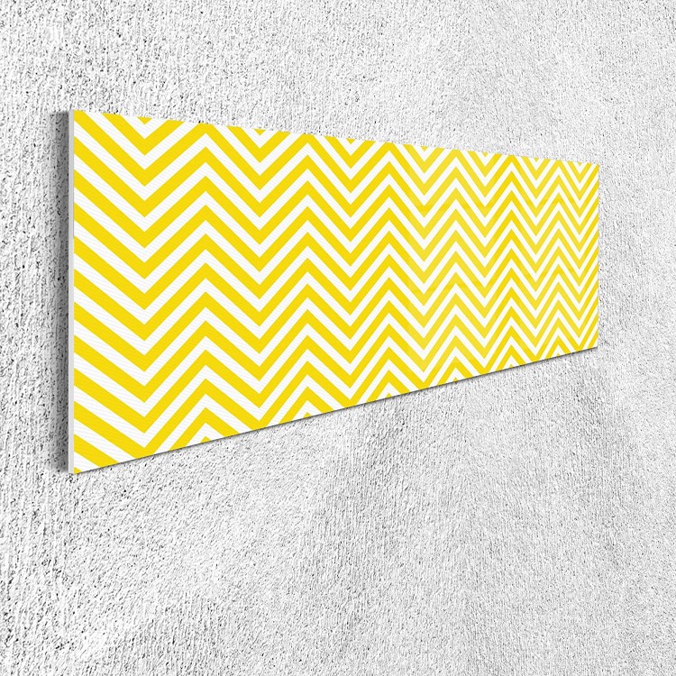 Ambesonne Yellow Chevron Acrylic Glass Wall Art Thin Yellow and White Chevron Stripes Retro Pattern in Contemporary Design Panoramic Accent Decor Living Room Bedroom & Dorms 47 x 16 Yellow White