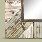 American Art Decor Farmhouse Rustic Wood Plank Rectangular Wall Vanity Accent Mirror 39.5”H x 27.5”W x 1.5”D