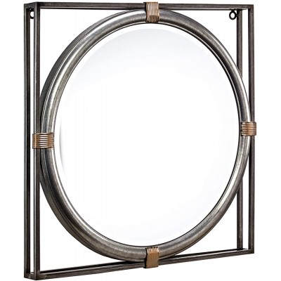 American Art Décor Framed Metal Hanging Wall Vanity Accent Mirror 17"