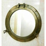 Antique Vintage Nautical Premium Aluminum Pirate's Ship's Porthole Mirrors| Exclusive Wall Decor Accent 20 Inches Antique Finish