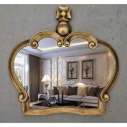 APENCHREN Wall Mirror Resin Crown Shape Frame Modern Decor Ideal for Bedroom Bathroom Living Room Entryway,Rustic Accent Vanity Mirror with Installing Accessories,Gold
