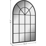 Arched Window Finished Metal Mirror 32×45.6 Wall Mirror Windowpane Decoration for Living Room Bedroom Bathroom