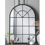 Arched Window Finished Metal Mirror 32×45.6 Wall Mirror Windowpane Decoration for Living Room Bedroom Bathroom