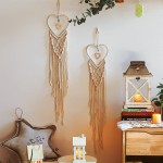 ARSSLY Macrame Woven Wall Hanging with Pendant Handmade Boho Wall Decor with Tassel Heart-shaped Wall Pediments Bohemian Chic Home Decor for Living Room Dorm Apartment Home Decoration