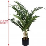 Artificial Palm Tree Plants Faux Fake Palm Tree Leaves Tropical Plant Green