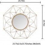 Asense Round Classic Metal Decorative Wall Mirror Home Collection Modern Wall Art Mirror,Gold