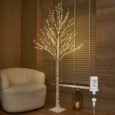 BAOLITVINE Lighted Birch Tree Plug in 330 Fairy Lights 6FT White Tree with Lights for Indoor Outdoor Home and Festival Decoration