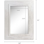 Barnyard Designs 24x32 Whitewashed Wood Farmhouse Wall Mirror Wooden Large Rustic Wall Mirror Bedroom Mirrors for Wall Decor Decorative Wood Wall Mirror Living Room or Bathroom Vanity White