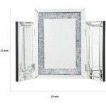 Benjara décor Tri Fold Mirror Panel Frame Accent Decor with Faux Diamond Silver