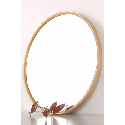 Bfg Latin 19.69" Wooden Frame Round Mirror Accent Mirror Wall Mirror Rustic Accent Dresser Mirror Vanity Mirror for Living Rooms Bathroom Home Mirrors Decor