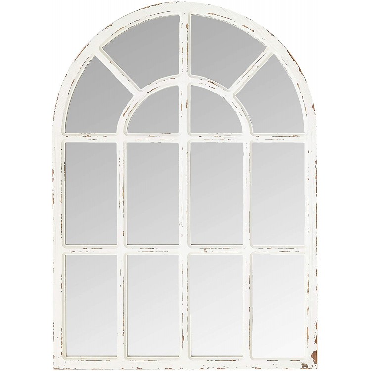 Brand – Stone & Beam Vintage Farmhouse Wooden Arched Mantel Mirror 36.25H Whitewash