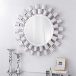 Chende 32'' Round Wall Mirrors Decorative Large Silver Mirror for Living Room Modern Accent Mirror Wall Decor for Foyer Bathroom Fireplace