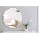 Clock by Room Argento 22 Inch Circular Wall Accent Mirror w Keyhole Hanging Mount and Simple Matte Silver Frame for Bathroom Bedroom & Living Room