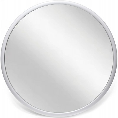 Clock by Room Argento 22 Inch Circular Wall Accent Mirror w  Keyhole Hanging Mount and Simple Matte Silver Frame for Bathroom Bedroom & Living Room