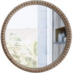COZAYH Distressed Wood Frame Accent Mirror Rustic Farmhouse Style Decorative Wall Mirror Round