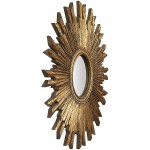 Creative Co-Op Round Sunburst Wall Mirror with Gold Finish