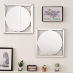 DeaTee 2 Packs Wall Mirror Decor 16x16 Inches Vintage Farmhouse Mirror for Wall Decor Wall Mounted Accent Mirrors Decorative Entry Wall Mirror for Living Room Bedroom and Bathroom Round Shape