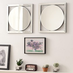 DeaTee 2 Packs Wall Mirror Decor  16x16 Inches Vintage Farmhouse Mirror for Wall Decor  Wall Mounted Accent Mirrors Decorative Entry Wall Mirror for Living Room Bedroom and Bathroom Round Shape