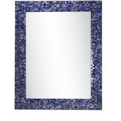 DecorShore 30" x 24" Glass Mosaic Framed Decorative Wall Mirror Handmade Eclectic Accent Mirror Unique Vanity Mirror Lapis Blue