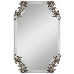 Diva At Home 29" Silver Accent Antique Style Rectangular Frameless Burnished Beveled Wall Mirror
