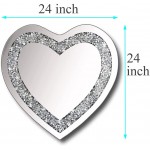 DMDFIRST Crystal Crush Diamond Heart Shaped Silver Mirror for Wall Decoration 24x24x1 inch Wall Hang Frameless Mirror Acrylic Diamond Décor.