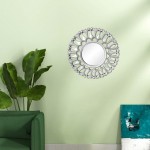 Dolity 2X Round Mirrors for Wall Decor Modern Silver Glass Mirror Wall-Mounted Home Decorative Hanging Accent Mirrors for Living Room Bathroom Bedroom