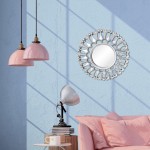 Dolity 2X Round Mirrors for Wall Decor Modern Silver Glass Mirror Wall-Mounted Home Decorative Hanging Accent Mirrors for Living Room Bathroom Bedroom