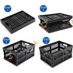 Eslite 16L Plastic Collapsible Storage Crates,Folding Crates Storage,Pack of 4,Black