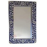 fairdeal Vintage Wall Decorative Mirror Frame | Handmade Beautiful Antique Rustic Bone Inlay Floral Frame | Blue Wooden Inlay Furniture for Home Decor Purpose | Ashley Furniture