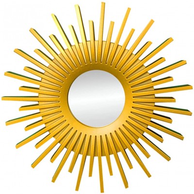 Fenteer Modern Chic Round Sunburst Wall Mirror Decorative Wall Mounted Bathroom Vanity Wall Accent Mirror Decor for Bedroom Home Baby Room Sun Shaped Gold