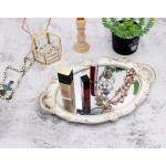 Funerom Vintage 14.5 x 10 inch Decorative Mirror Tray Makeup Organizer Jewelry Organizer Serving Tray,Oval Antique White